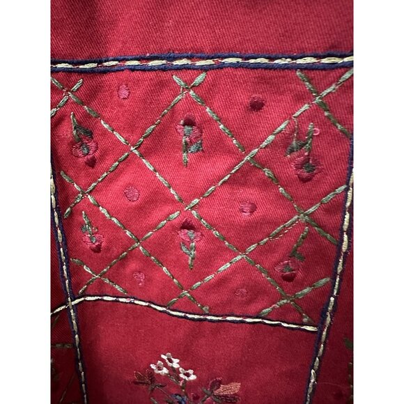 Vtg 90 Bobbie Brooks Woman PL Vest Floral Embroidered Patchwork Fairy Whimsigoth - Picture 2 of 16